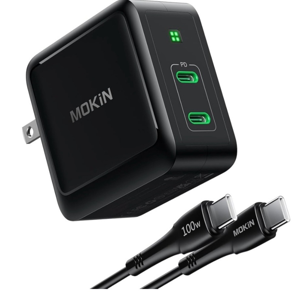 USB C Charger Block, 100W GaN+ Dual Port USB C Fast Charging Block